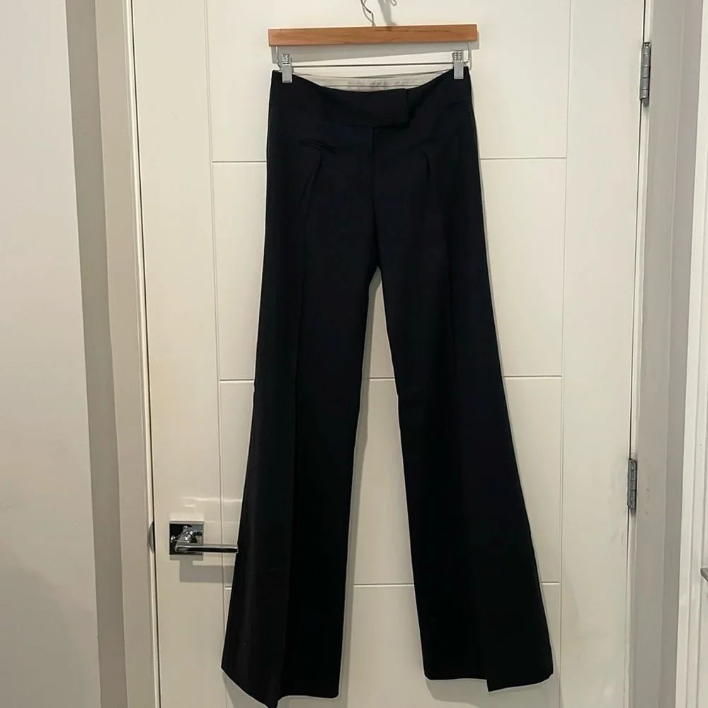 Diane von Furstenberg Midrise Flared Grey Wool Pants - Picture 2 of 15